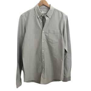 Outlier Blazed Slim Button Down Shirt M Long Pivot Sleeve Gray Oxford Cotton